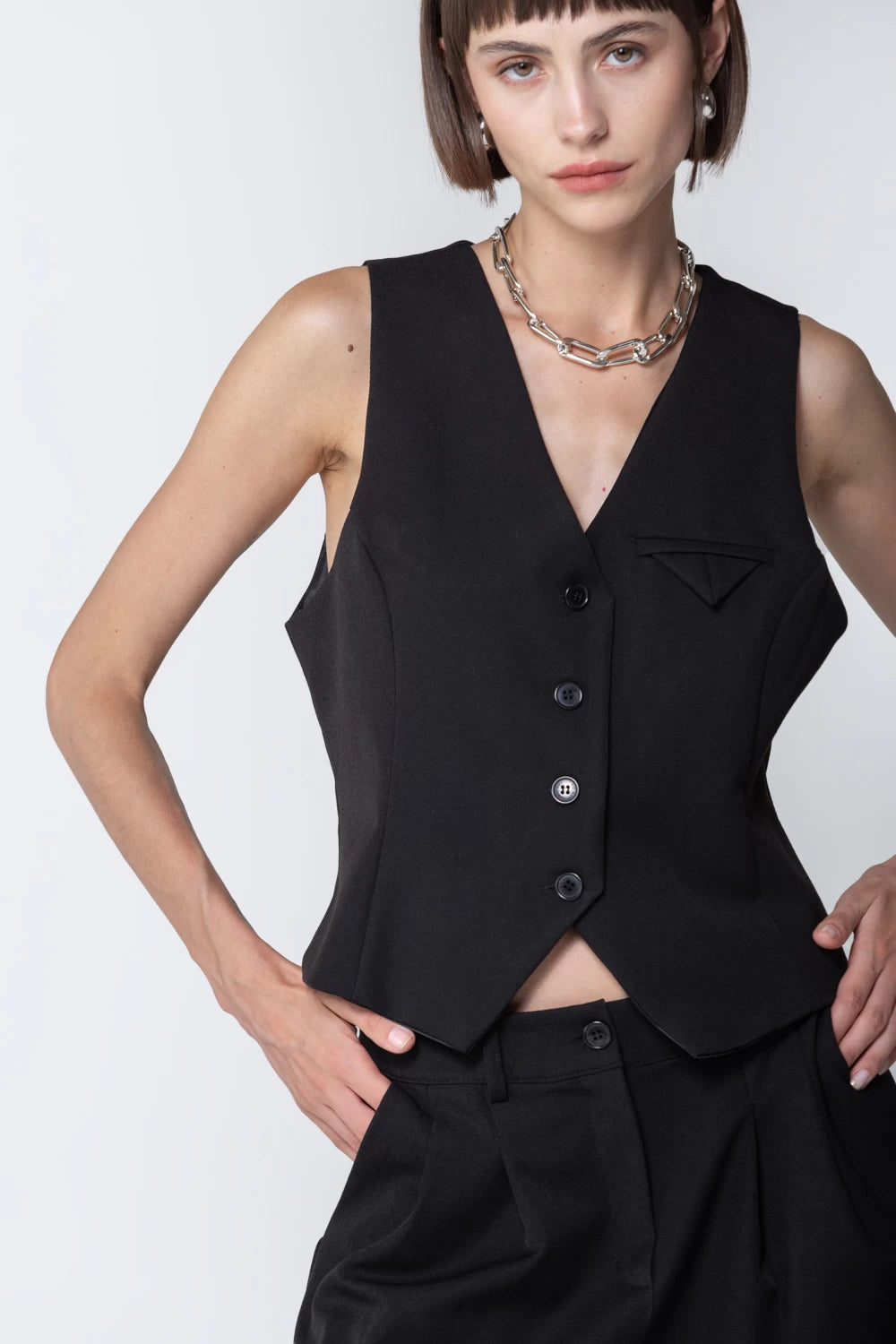 TWO WAY GILET SET - BLACK