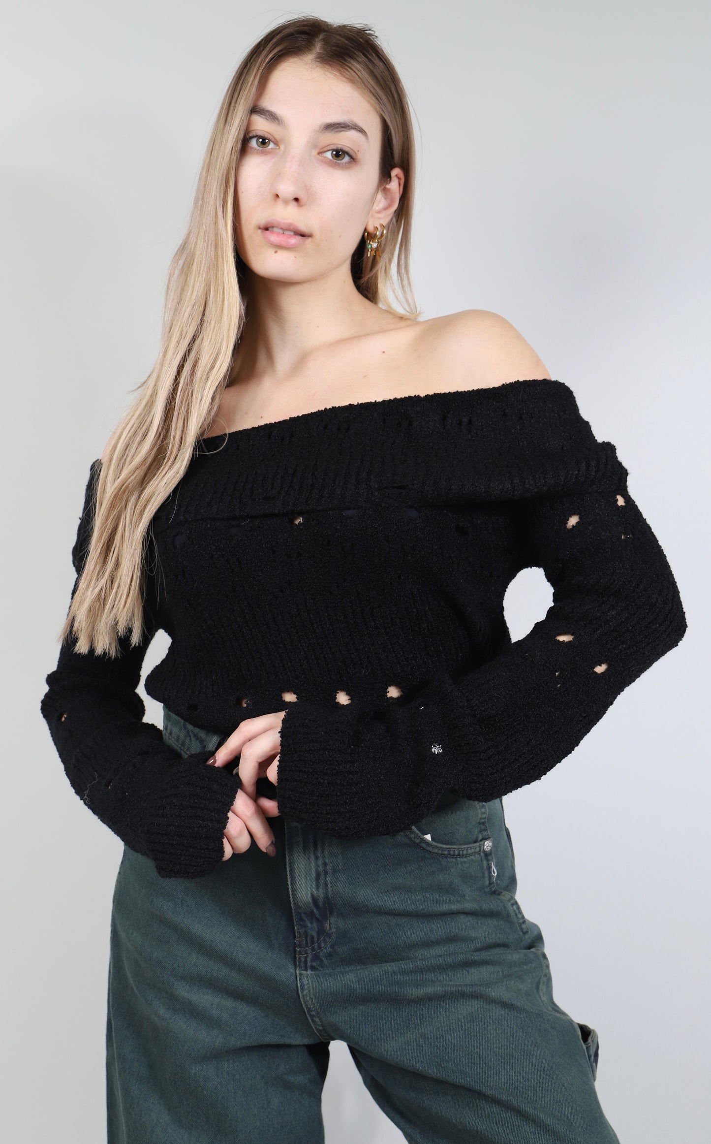 KNITTED SHIRT - BLACK