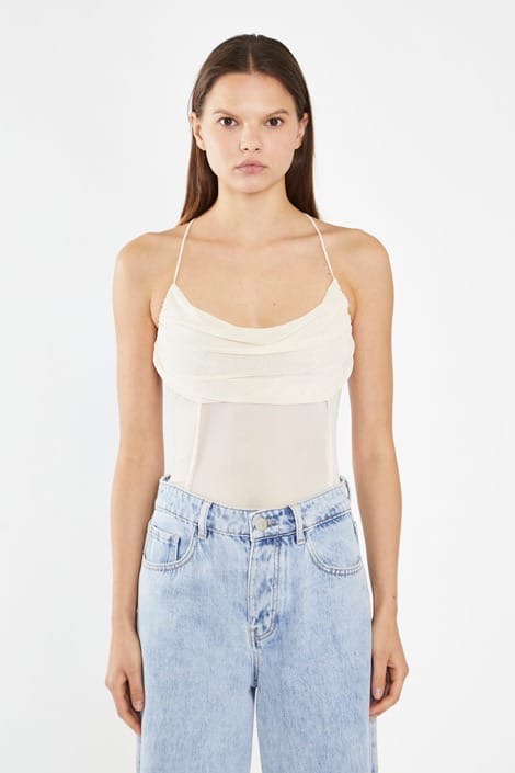 ESSENTIAL CROSS STRAP BODYSUIT - WHITE