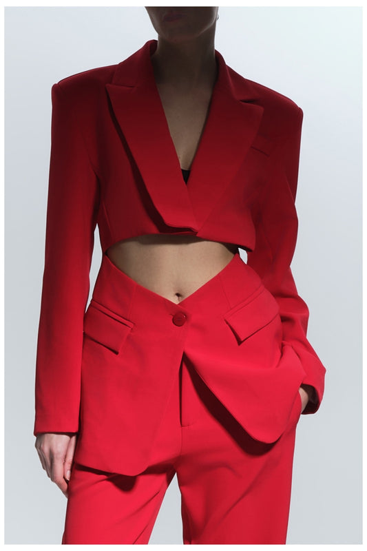 LUMINA Cut Out Fashion Suit Red