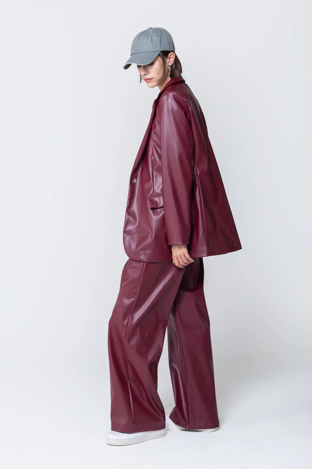 TWO WAY Faux Leather Bordeaux Suit