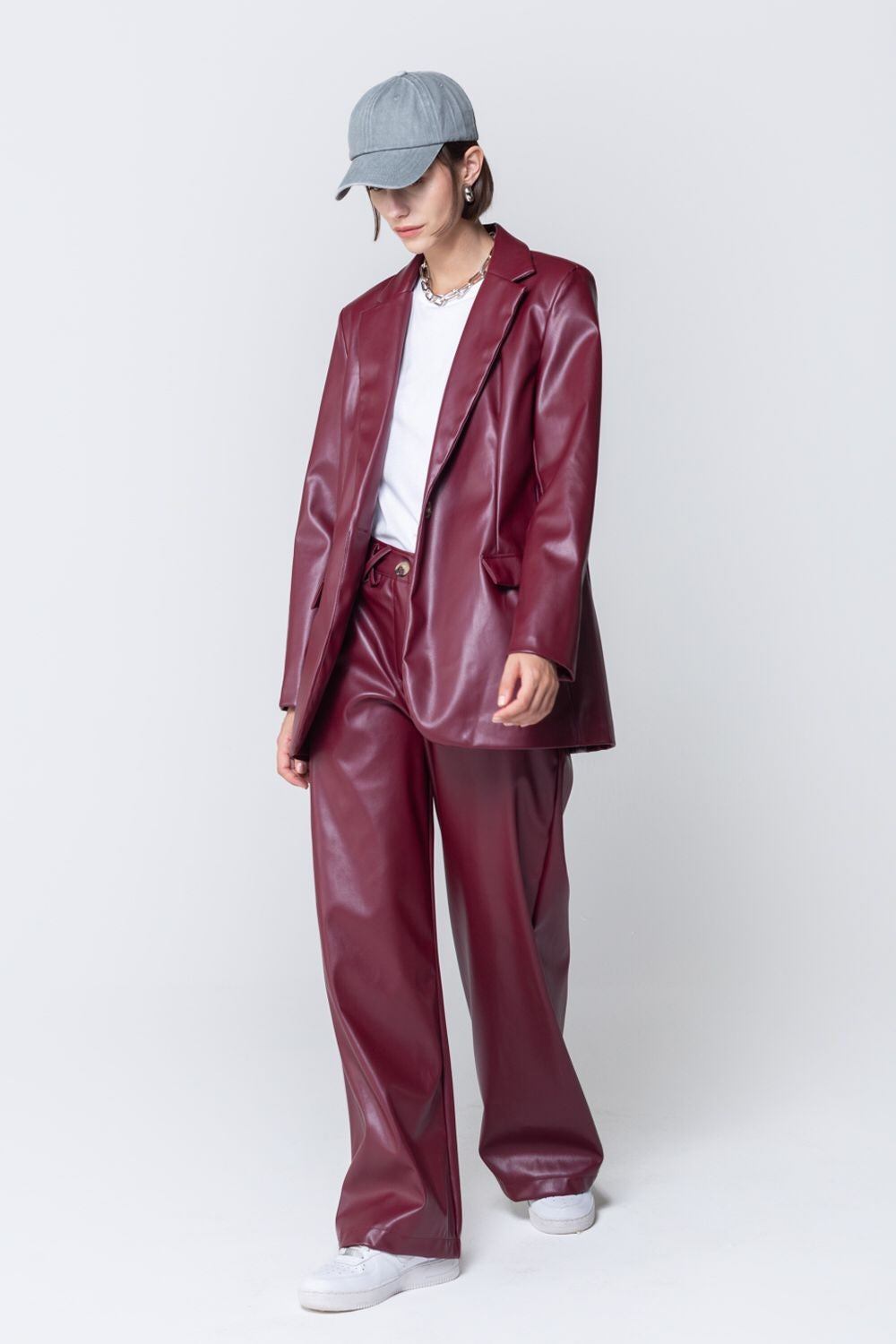 TWO WAY Faux Leather Bordeaux Suit