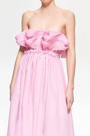 LUMINA Bandeau Dress With Volant Baby Pink