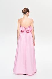 LUMINA Bandeau Dress With Volant Baby Pink