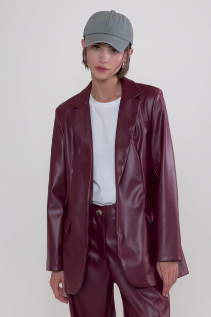 TWO WAY Faux Leather Bordeaux Suit